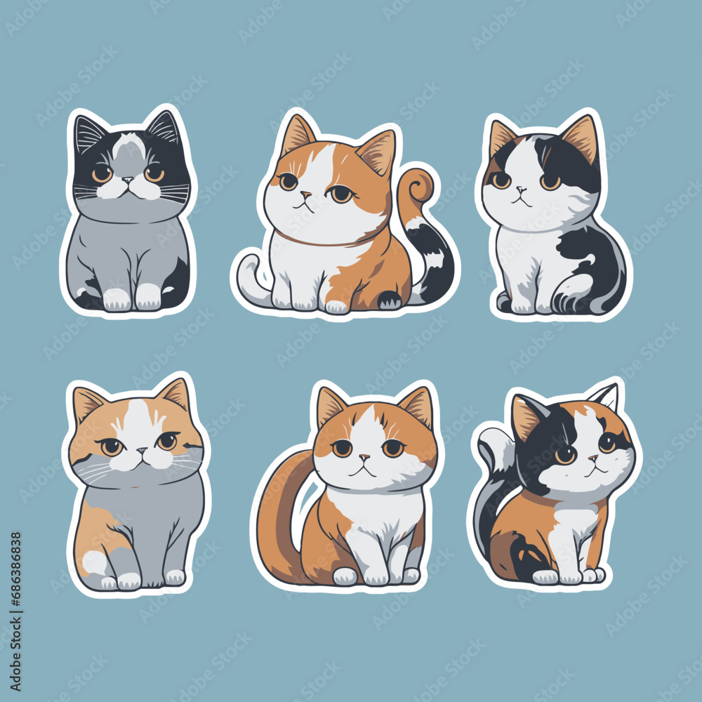 cute cat stickers set