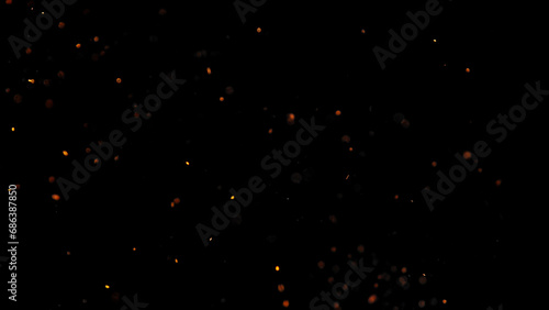 Freeze motion of fire flames isolated on black background