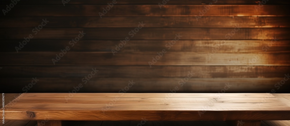 Blank wooden table for showcasing products in a business setting Blank wooden table for showcasing products in a business setting
