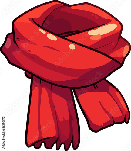 illustration of a red scarf , no background .