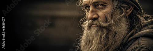 Old sailor portrait, sepia-toned, face telling stories of the sea