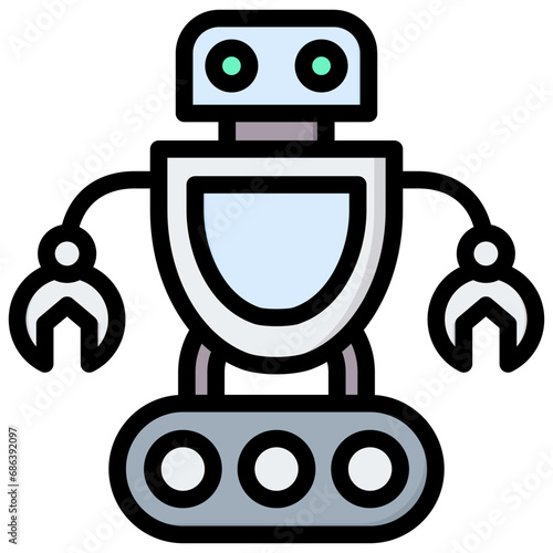 Humanoid Robot Outline Color Icon