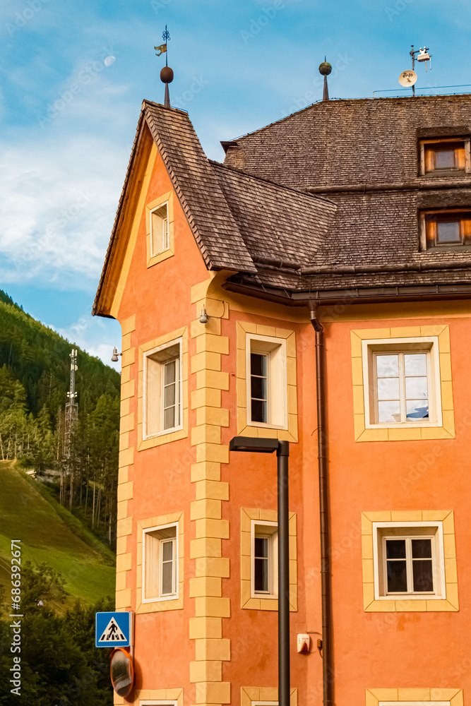 Old building on a sunny summer day at Steinhaus, Ahrntal valley, Pustertal, Trentino, Bozen, South Tyrol