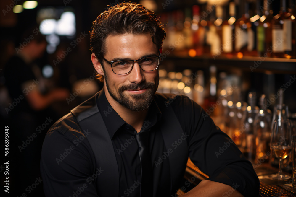 35 years old he is a brunette medium bearded bartender 35 years old he is a brunette medium bearded bartender