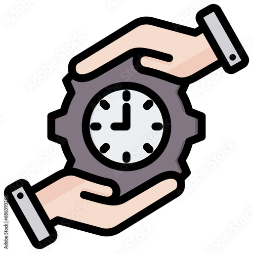 Save Time Outline Color Icon