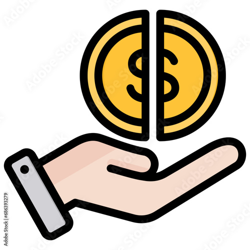 Partial Payment Outline Color Icon