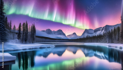 Enchanting Splendor  Captivated by the Beauty of the Northern Lights - The Magical Glow and Aesthetic Wonders of the Aurora. Generative AI 