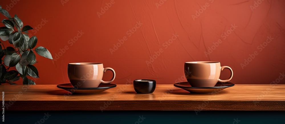 Obraz premium Modern table with coffee cups