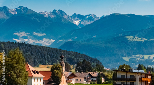 Alpine summer view near Bruneck, Brunico, Pustertal, Trentino, Bozen, South Tyrol, Italy