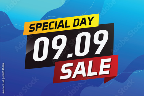 9.9 Special day sale word concept vector illustration with ribbon and 3d style for use landing page, template, ui, web, mobile app, poster, banner, flyer, background, gift card, coupon