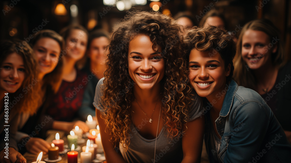 LGBT Community. Two lesbian girls having a bachelorette party before their wedding.