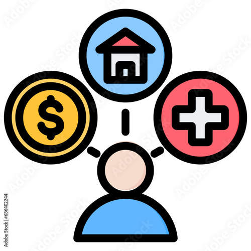 Employee Benefits Outline Color Icon