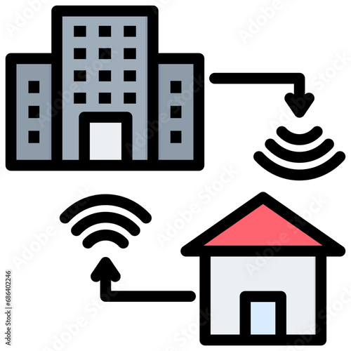 Hybrid Work Outline Color Icon