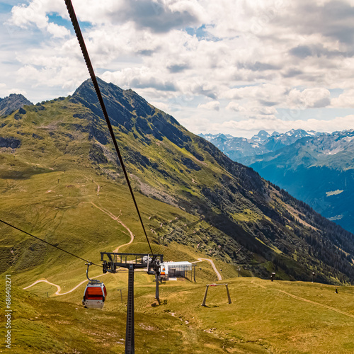 Alpine summer view at Mount Kreuzjoch, Schruns, Bludenz, Montafon, Vorarlberg, Austria photo