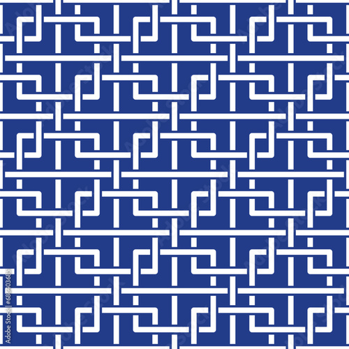 Timeless Chinese tangled squares blue pattern