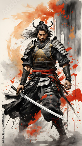 Samurai Mastery A Skilled Swordsman Embracing the Power of the Katana