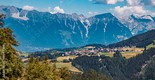 Alpine summer view near Schoenberg im Stubaital, Innsbruck, Tyrol, Austria