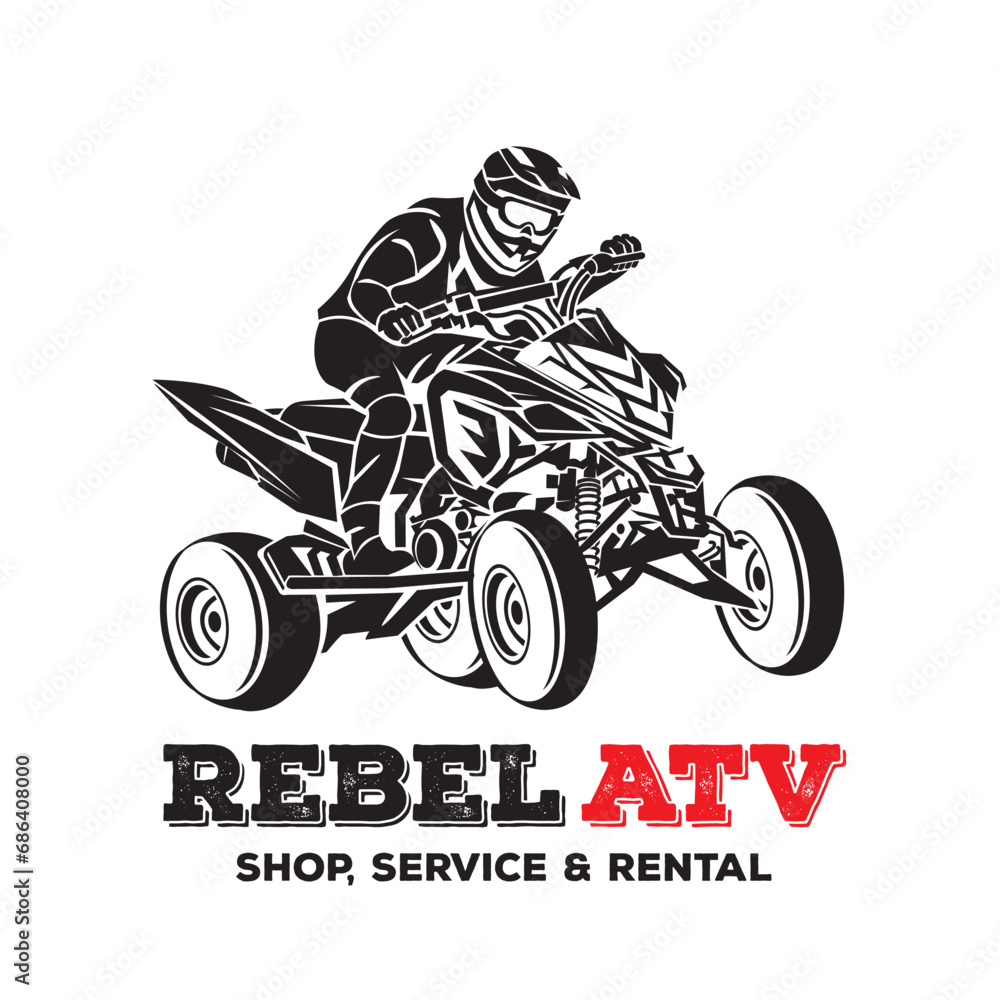 Quad ATV Extreme sport racing in badge logo design, good for t shirt design and championship event logo Quad ATV Extreme sport racing in badge logo design, good for t shirt design and championship event logo