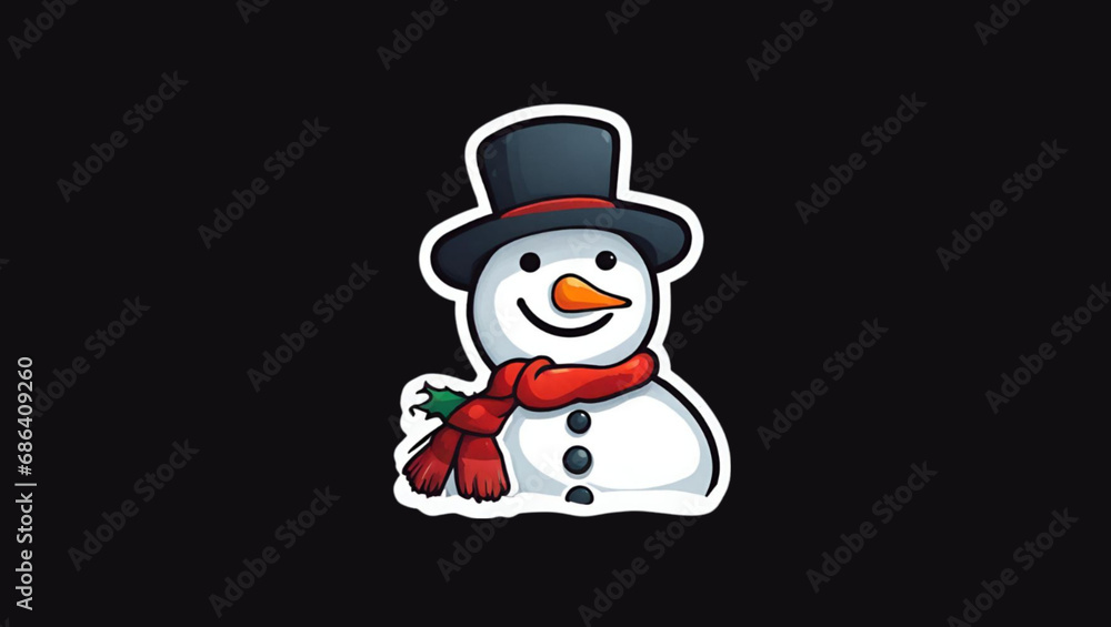 Christmas Snowman with a red scarf and hat, Snowman isolated Christmas Snowman with a red scarf and hat, Snowman isolated