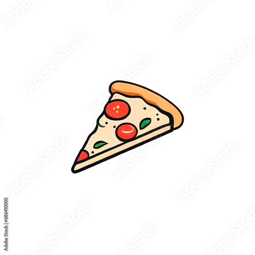 Pizza slice with tomato minimalistic illustration logo