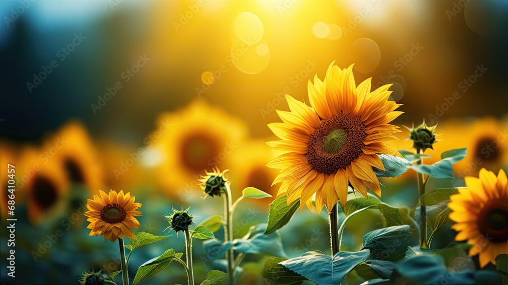 Sunflower in a sunny field aesthetic photo created with AI Sunflower in a sunny field aesthetic photo created with AI