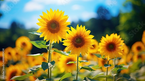 Sunflower in a sunny field aesthetic photo created with AI