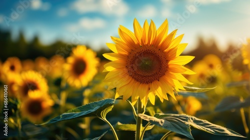 Sunflower in a sunny field aesthetic photo created with AI