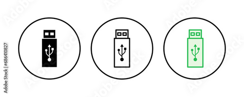 Usb icon set. Flash disk icon vector