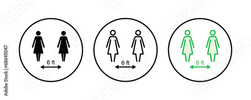Social distancing icon set. social distance icon. self quarantine sign