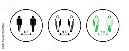 Social distance icon set. social distancing icon. self quarantine sign