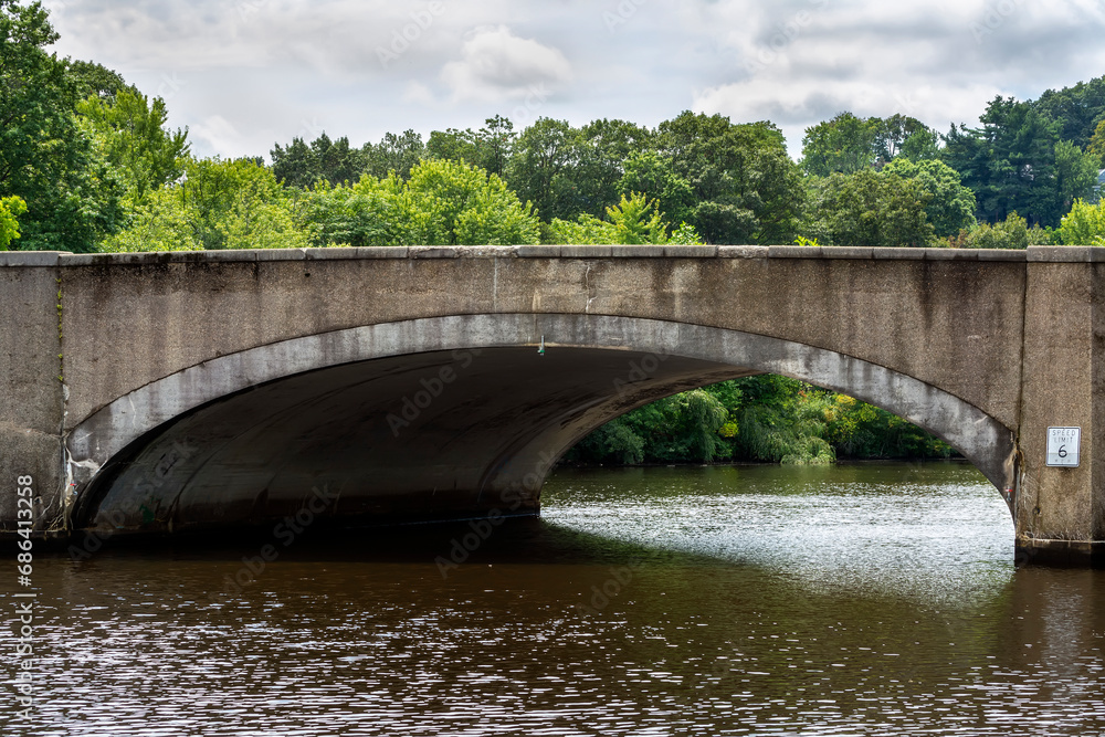 The North Beacon Street Bridge over Charles River, Watertown, MA, USA