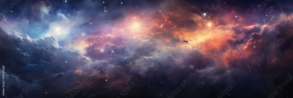Galactic space background with stars and planets