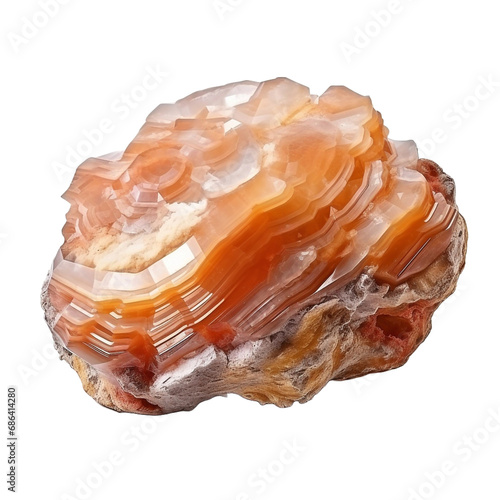 Banded flowstone calcite formed by mineral rich isolated on transparent background photo