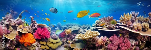 Underwater coral reef. Bright and colorful background © BraveSpirit