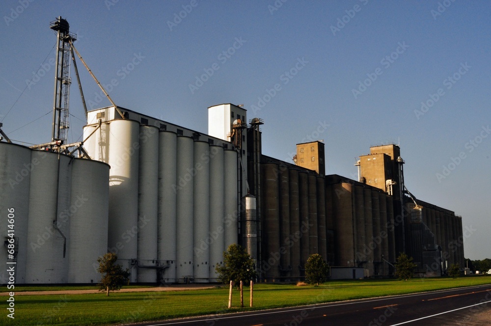 grain silos in the countryside