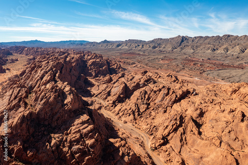 The stunning beauty of Valley of Fire National Monument and Logandale Trail area from above