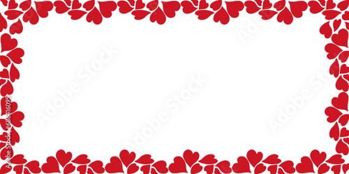 A frame of red hearts adorns the banner. Template for text. Love sign illustration element