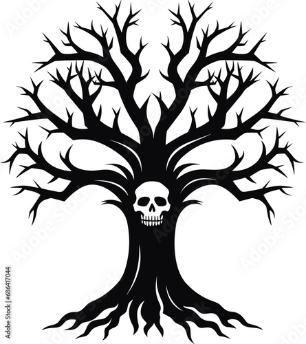 투명한 배경 위에 할로윈 나무