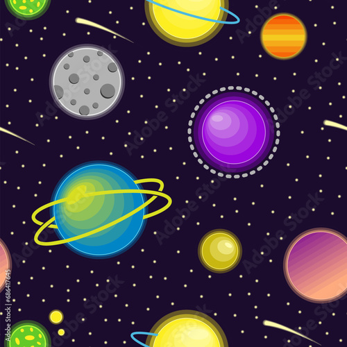 Colorful planets in the galaxy pattern