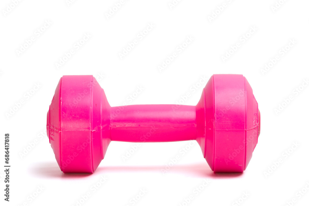 a pink dumbbell isolated on a white background a pink dumbbell isolated on a white background