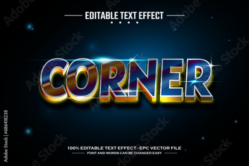 Corner 3D editable text effect template