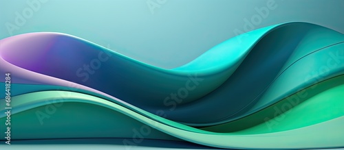 Wallpaper abstract gradient blue, turquoise, green and yellow in the style of sculptural paper constructions photo