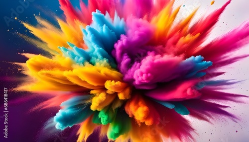 coloful holi powder explosion cloud background, bright lightning, coloful smoke cloud background, wallpaper bright lightning, vibrant colors. © yisby