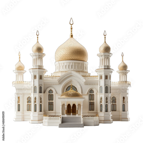 Golden Dome Mosque Model, transparent background