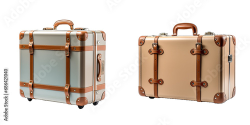 gray and white travel suitcase transparent background photo