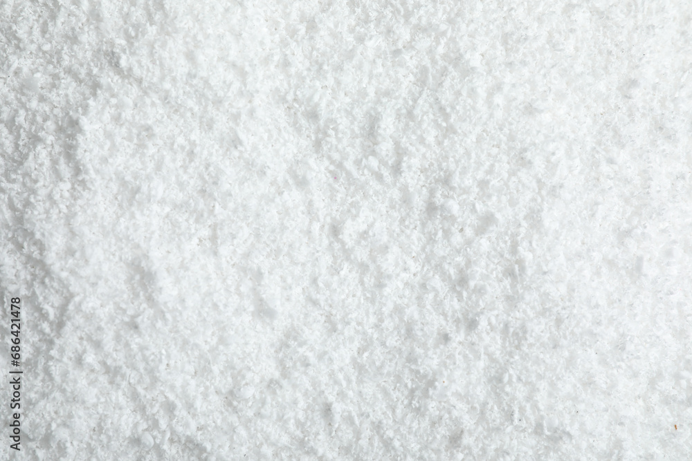 Pile of white snow as background, top view Pile of white snow as background, top view
