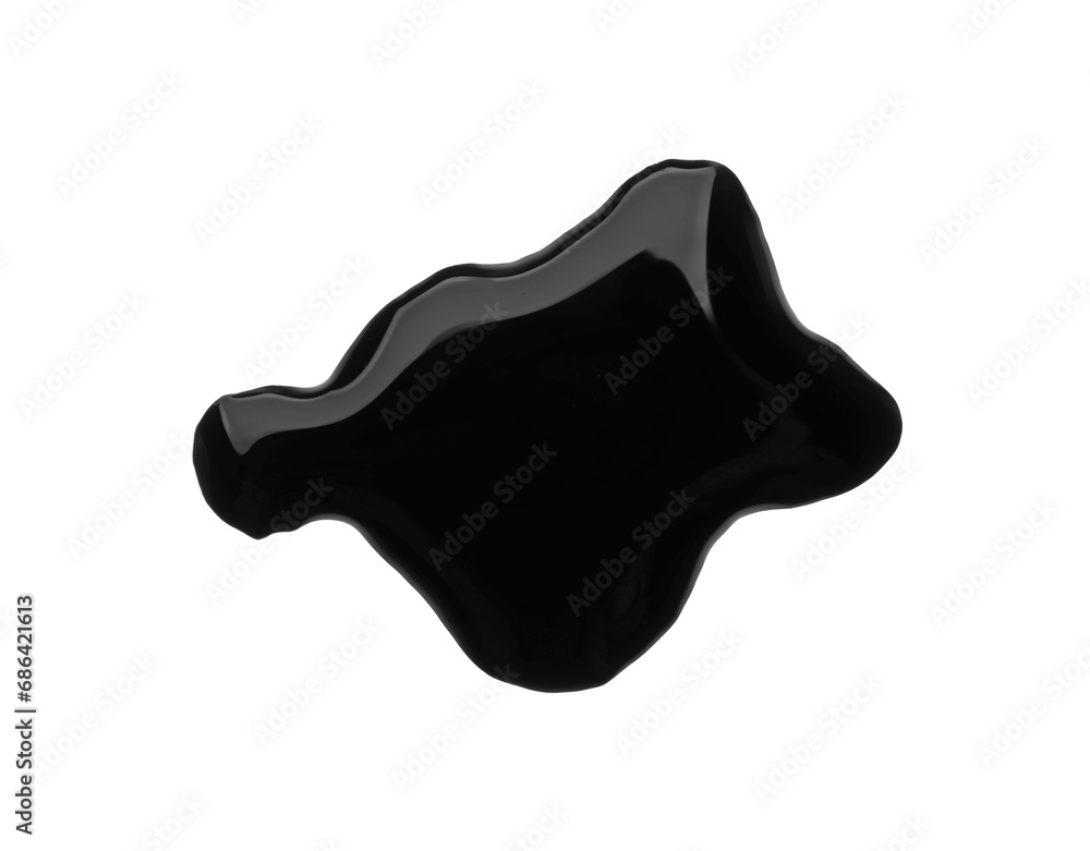 Blot of black liquid on white background, top view Blot of black liquid on white background, top view