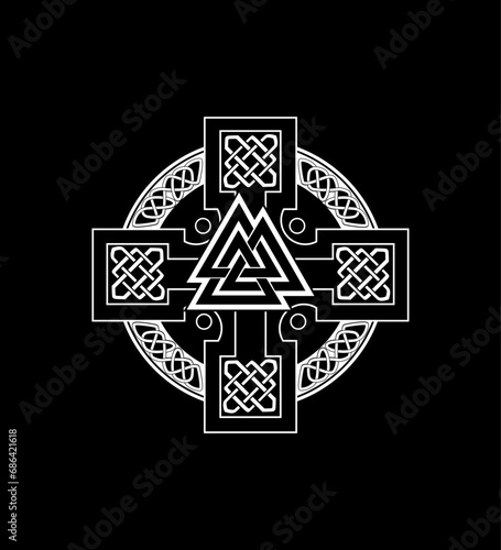 The Valknut is an ancient Scandinavian ritual pagan symbol consisting of three intertwined triangles. Cult of Odin. Warriors of Valhalla