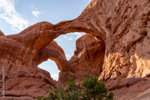 Double Arch in Arches National Park, Utah, USA on May 21, 2023. Double Arch is the tallest and second-longest arch in Arches National Park. 