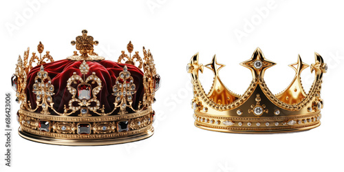 Two Gold Crowns, transparent background